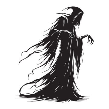 Menacing Wraith ghost figure silhouette - wraith silhouette - wraith vector - silhouette of wraith - phantom monster graphic
