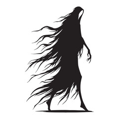 Dark Wraith spirit figure outline - wraith silhouette - wraith vector - silhouette of wraith - spectral being icon
