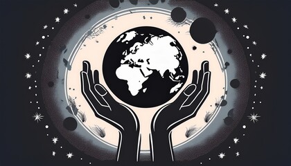 silhouette of hands holding earth globe symbolizing care for planet