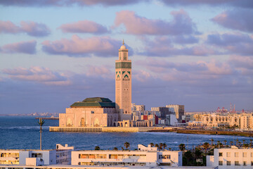 Landscape Of hassan 2 mosque in casablanca morocco