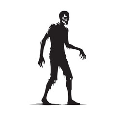 Primeval Zombie risen creature outline vector - zombie silhouette - zombie vector - silhouette of zombie - reanimated monster art

