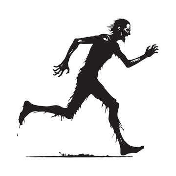 Mysterious Zombie corpse creature silhouette - zombie silhouette - zombie vector - silhouette of zombie - walking dead graphic

