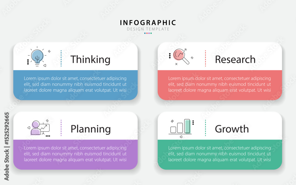 Aufkleber Timeline infographic template. 4 Step timeline journey, calendar Flat simple infographics design template. presentation graph. Business concept with 4 options, vector illustration.