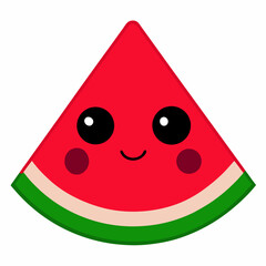 Fototapeta premium Watermelon slice with kawaii face 