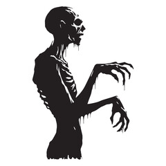 Menacing Zombie corpse figure silhouette - zombie silhouette - zombie vector - silhouette of zombie - undead monster graphic
