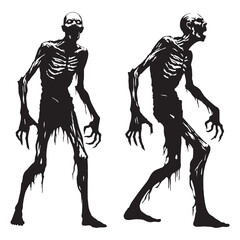 Shadowy Zombie walking dead shape vector - zombie silhouette - zombie vector - silhouette of zombie - risen dead graphic design
