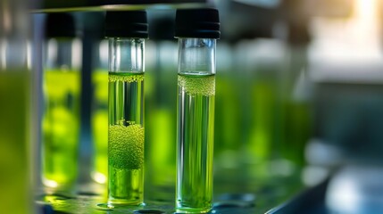 Algae in Test Tubes for Biofuel Development and Clean Energy Solutions