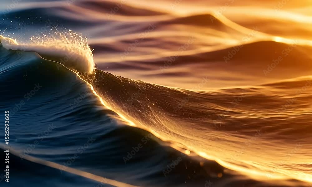 Poster golden hour ocean waves abstract texture and color gradient