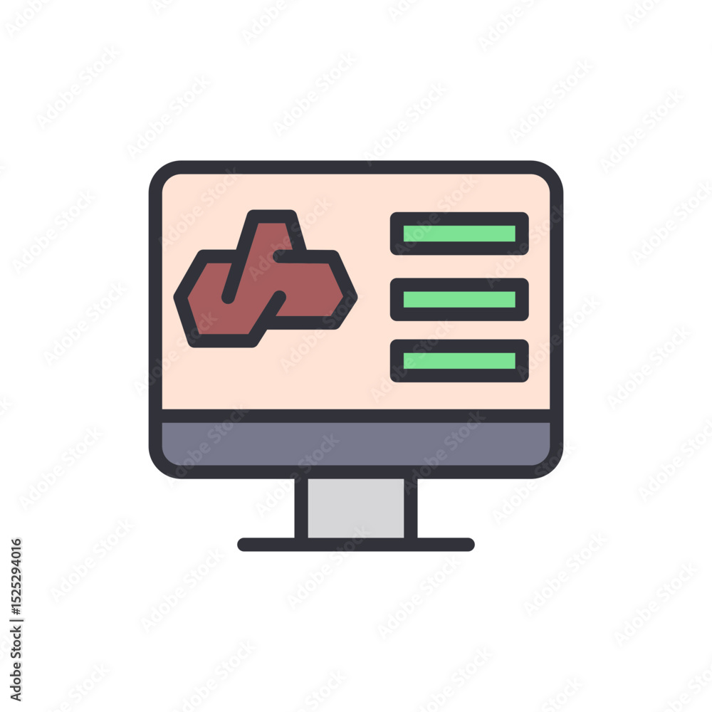 Poster computer displaying abstract shape and progress bars on transparent backdrop