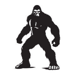 Fototapeta premium Ancient Bigfoot mythical form vector - bigfoot silhouette - bigfoot vector - silhouette of bigfoot - Bigfoot illustration - primeval cryptid icon 