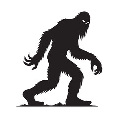 Vector Bigfoot elusive creature concept image - bigfoot silhouette - bigfoot vector - silhouette of bigfoot - forest primate symbol

