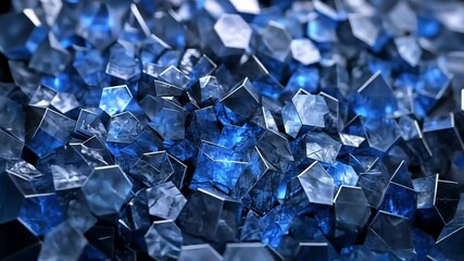 Stunning Blue Crystal Cluster: A Macro View of Geometric Sapphire-Like Formations - Powered by Adobe