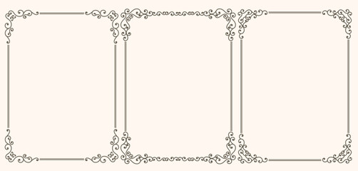 Set of frames with curls in vintage style