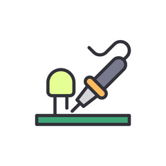 Soldering An Led Light In A Green Integrated Circuit Illustration