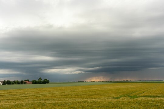 Bavarian landscape with storm clouds