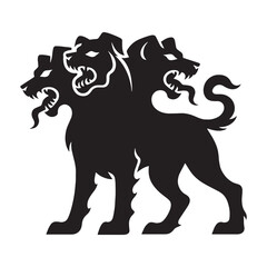 Fantasy Cerberus mythical dog vector - cerberus silhouette - cerberus vector - silhouette of cerberus - Cerberus illustration - hellhound art design
