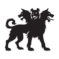 Majestic Cerberus beast shape illustration - cerberus silhouette - cerberus vector - silhouette of cerberus - legendary dog icon

