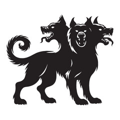Ancient Cerberus mythical form vector - cerberus silhouette - cerberus vector - silhouette of cerberus - Cerberus illustration - giant hellhound icon
