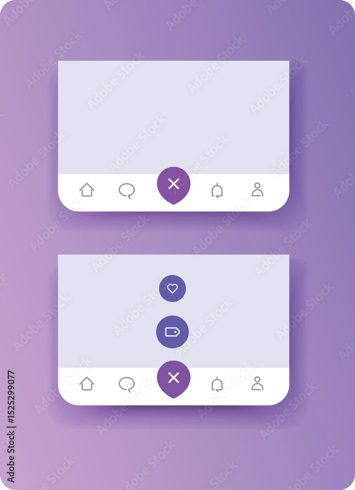 Poster mobile flat minimal tab bar. navigation bar for ui and ux with hover and normal tab.