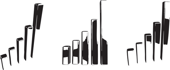 3d stats bars vector silhouette