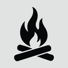 Silhouette Campfire with Logs Black Simple Illustration Vector