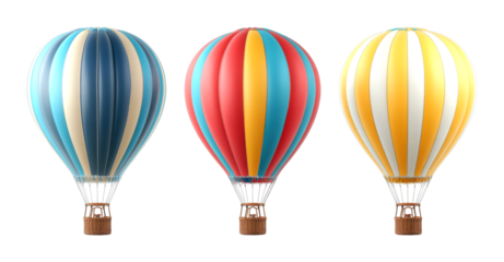 Colorful hot air balloons in flight over scenic landscape captivating adventure experience isolated on transparent background