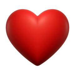 red heart 3d render icon isolated on transparent background cutout