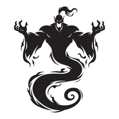Dark Djinn Genie shape - djinn silhouette - djinn vector - silhouette of djinn - genie silhouette - genie vector - silhouette of genie - powerful spirit graphic
