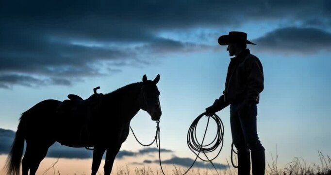 horses and cowboys in the sunset