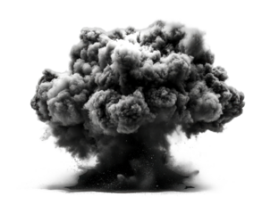 Explosive cloud formation urban setting visual content high-contrast environment dynamic viewpoint isolated on transparent background