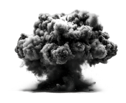 Explosive cloud formation urban setting visual content high-contrast environment dynamic viewpoint isolated on transparent background