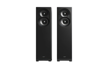 Obraz premium Two black tall floor speakers