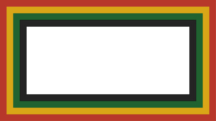 Juneteenth themed frame featuring red, yellow gold, green and black, with a transparent background. Perfect for posters, banners or social and cultural campaigns. copy space