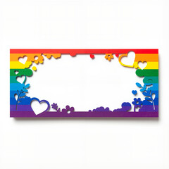 LGBT paper cut banner on white with copy space, pride mockup design