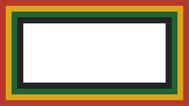 Juneteenth themed frame featuring red, yellow gold, green and black, with a transparent background. Perfect for posters, banners or social and cultural campaigns. copy space