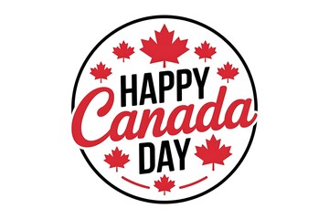 Happy Canada Day A Circular Emblem Design Featuring Maple Leaves