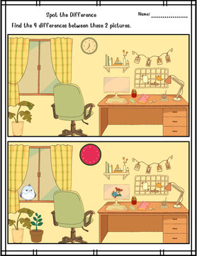 Spot the Difference Worksheet for Kids