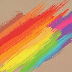 Abstract rainbow brush strokes on textured paper, artistic colorful style