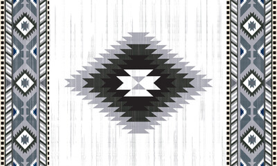 Navajo tribal black vector seamless pattern. Native American ornament. Ethnic South Western decor style. Boho geometric ornament. seamless pattern. blanket, rug. Woven carpet illustration