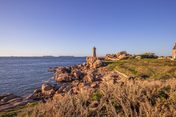 Ploumanac'h Lightouse of Mean Ruz, cotes-d'armor, brittany, france