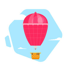 hot air balloon. Planning summer vacations. Tourism and vacation theme. Flat design vector illustration.
