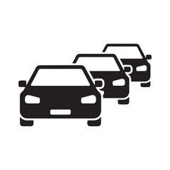 Traffic Jam Icon Cars in Line, Congestion Illustration