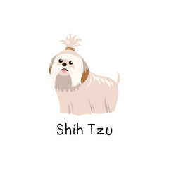 Adorable cartoon shih tzu dog with topknot