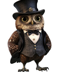 Gentleman Owl in Top Hat and Tails