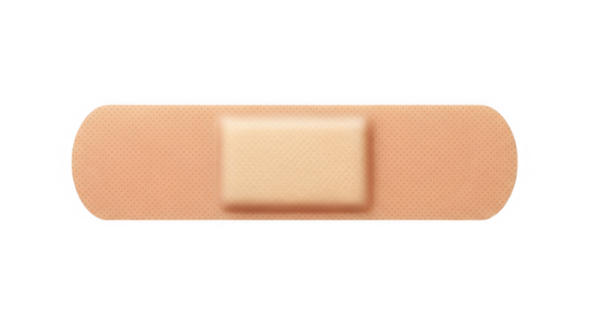 A close-up of an adhesive bandage set against a distorted digital background with vibrant colors.