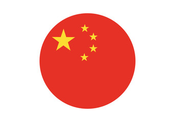 Round China Flag Icon – China Flag Circular Vector Badge with Standard Colors and National Symbol. Circle Flag Icon of China, Button Badge Icon.
