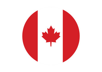 Round Canada Flag Icon &ndash; Canada Flag Circular Vector Badge with Standard Colors and National Symbol. Circle Flag Icon of Canada, Button Badge Icon.
