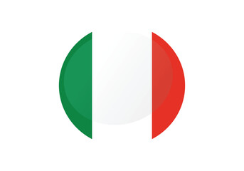 Round Flag Selection Button Badge Icon with Italy Flags Vector Image. Round Flag of Italy. Circle badge Italy flag button. National symbol of France. italian patriotic sign tricolor flag.