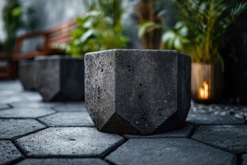 Garden pavers with a hexagonal shape 
