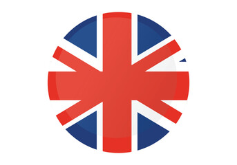 Obraz premium Round United kingdom Flag Icon – United kingdom Flag Circular Vector Badge with Standard Colors and National Symbol. Circle Flag Icon of United kingdom, Button Badge Icon. 